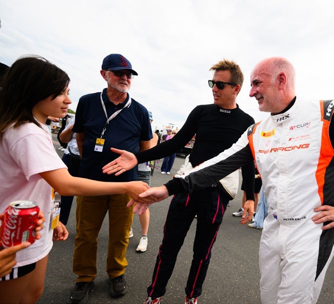 Guests meeting the PB Racing drivers